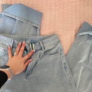 HALARA Light Blue Wide-Leg Flare Jeans